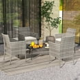 thumbnail image 6 of Costway Set of 2 Patio Rattan Arm Dining Chair Cushioned Sofa Furniture White, 6 of 9