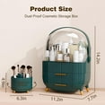 thumbnail image 5 of Makeup Organizers and Storage Make up Organizer for Vanity Cosmetics Skincare With Lid and Drawers Display Cases for Countertop Bathroom Women Teenager Girl Gifts(Dark Green+Brush Holder), 5 of 10
