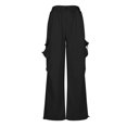 thumbnail image 4 of Lenpel Women's Palazzo Cargo Pants Baggy High Rise Wide Leg Lounge Pants Loose Trendy Streetwear Causal Trousers, 4 of 5