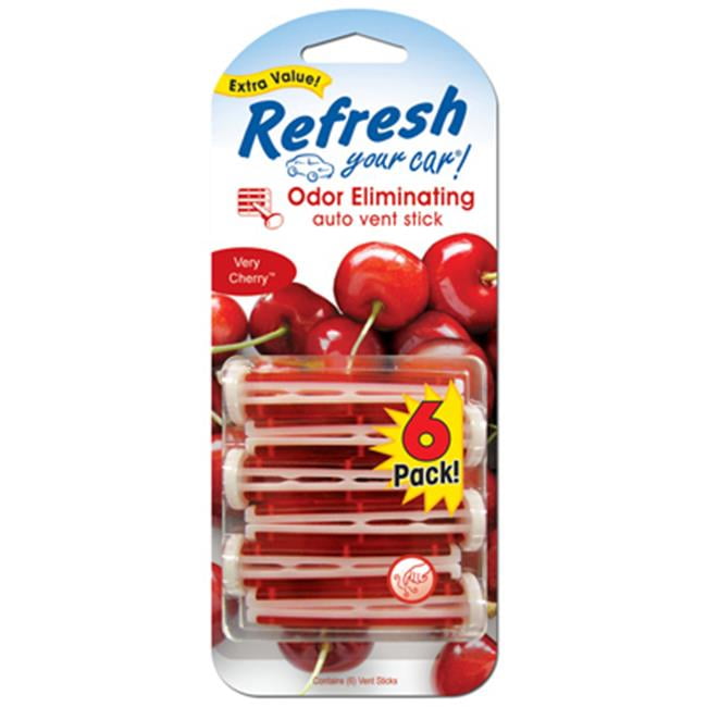 Refresh Your Car! Cherry Vent Stick Air Freshener, 6 Pack