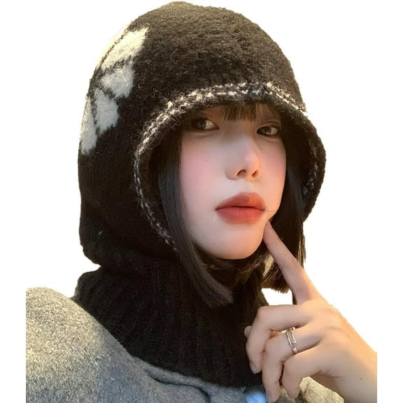 CoCoMangos Winter Beanie Hat for Women Circle Scarf Knitted Hat Knit Skull Cap Fluffy Warmer Snow Cap Thick Ski Cap