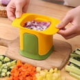 thumbnail image 2 of Cortadora portátil de acero inoxidable, para frutas de patata vegetales (dos piezas amarillas) Picadora de verduras 2 en 1 Picadora de mano para cortar en cubitos y cortar verduras, 2 of 5