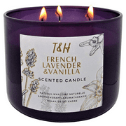 Scented Candles, Lavender Vanilla 3 Wick Candle, Aromatherapy Candles For Women, All Natural Stress Relief Soy Wax and Essential Oil Candle Gifts