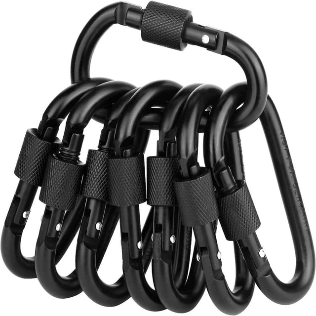 LOVEVER Locking Carabiner Clip Vonpri Caribeaner Clips D Ring Spring Snap Key Chain Hook 3” Screw Gate Hook Travel Aluminum Carabiners
