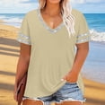 thumbnail image 4 of Sexlip Women's T-Shirt Summer V-Neck Short Sleeve Loose Fit Great for Layering Comfortable Wear Suitable for Spring Weather Yellow S, 4 of 6