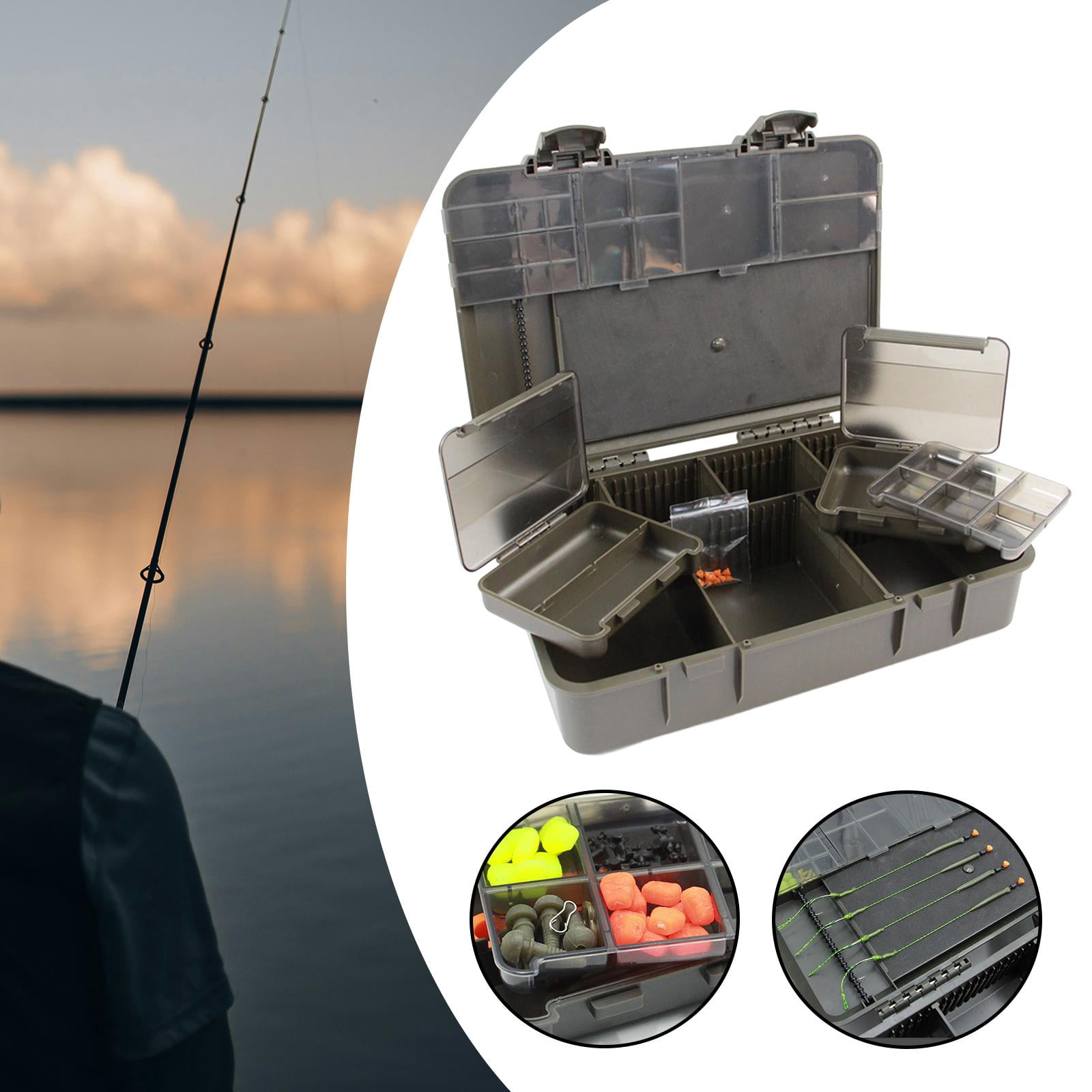 Wswqop Carp Fishing Tackle Box Multi Compartments Portable Outdoor Tackle Organizer for