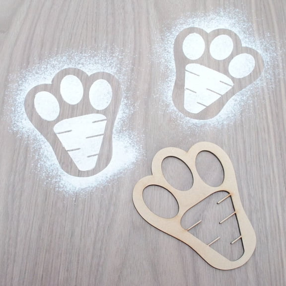 Hanging Wall Decor,Easter Bunny Footprint Wood Easter Morning Bunny Feet Flour Footprint Easter Bunny Feet Reusable Bunny