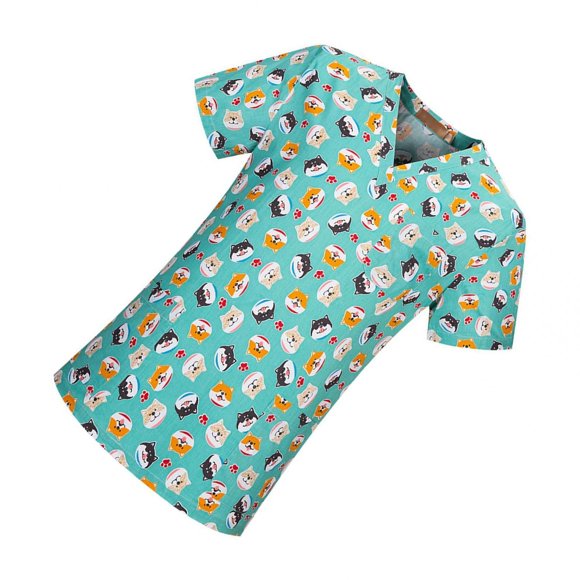yingyy V Neck Scrub Top Durable Summer Work Clothing Nurse Workwear Nursing Uniform M Gray Dog Pattern S