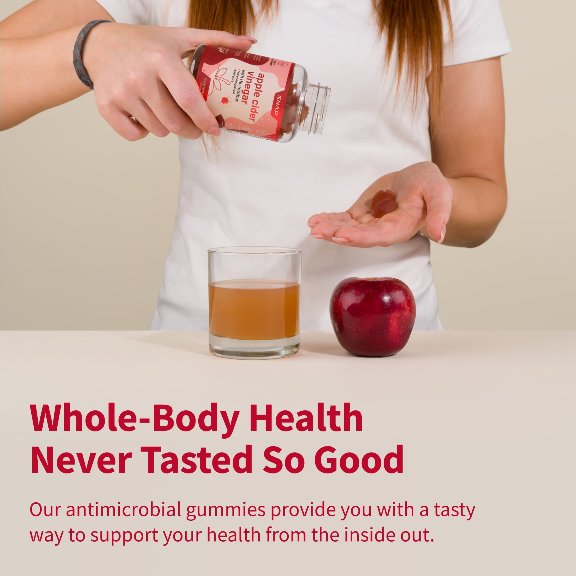 Snap Supplements ACV Apple Cider Vinegar Gummies - Detox, Weight, Immunity, 60 Gummies (2-Pack)