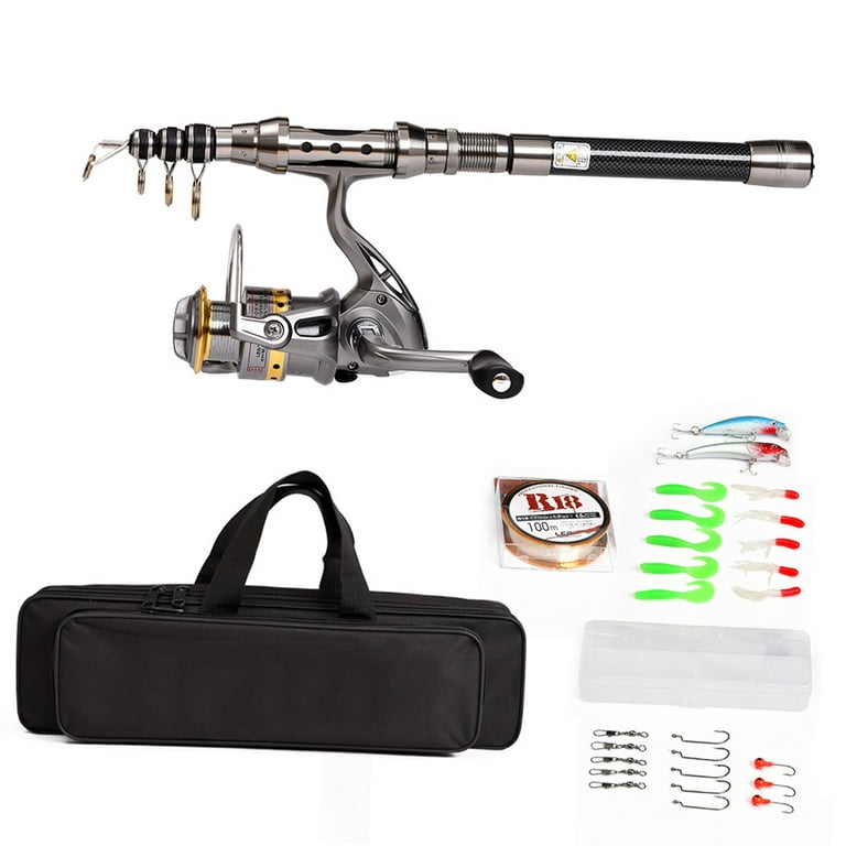Telescopic Fishing Rod and Reel Combo Full Kit Fishing Reel Gear Organizer  Pole Set with 100M Fishing Line Lures Hooks Jig Head and Fishing Carrier Bag  Case Fishing Accessories 