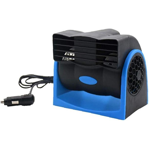 Ventilador de aire de refrigeración para coche, 12 V, para vehículo, furgoneta, velocidad automática, ventilador silencioso ajustable, ventilador para salpicadero de coche eléctrico, azul