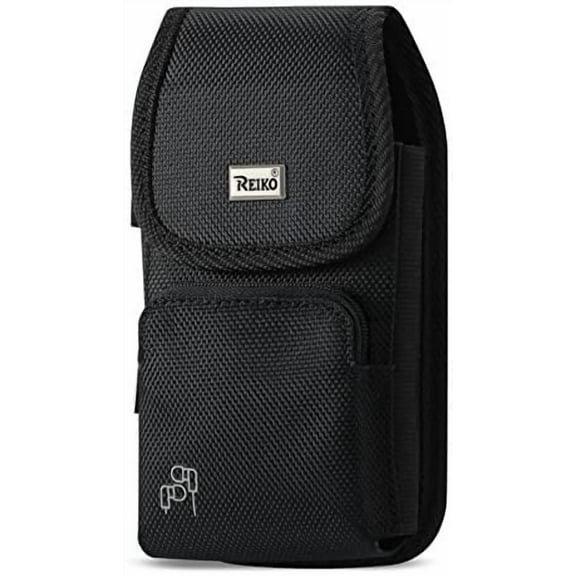 Black Vertical Rugged Case with Extra Pocket fits TCL 30 XL