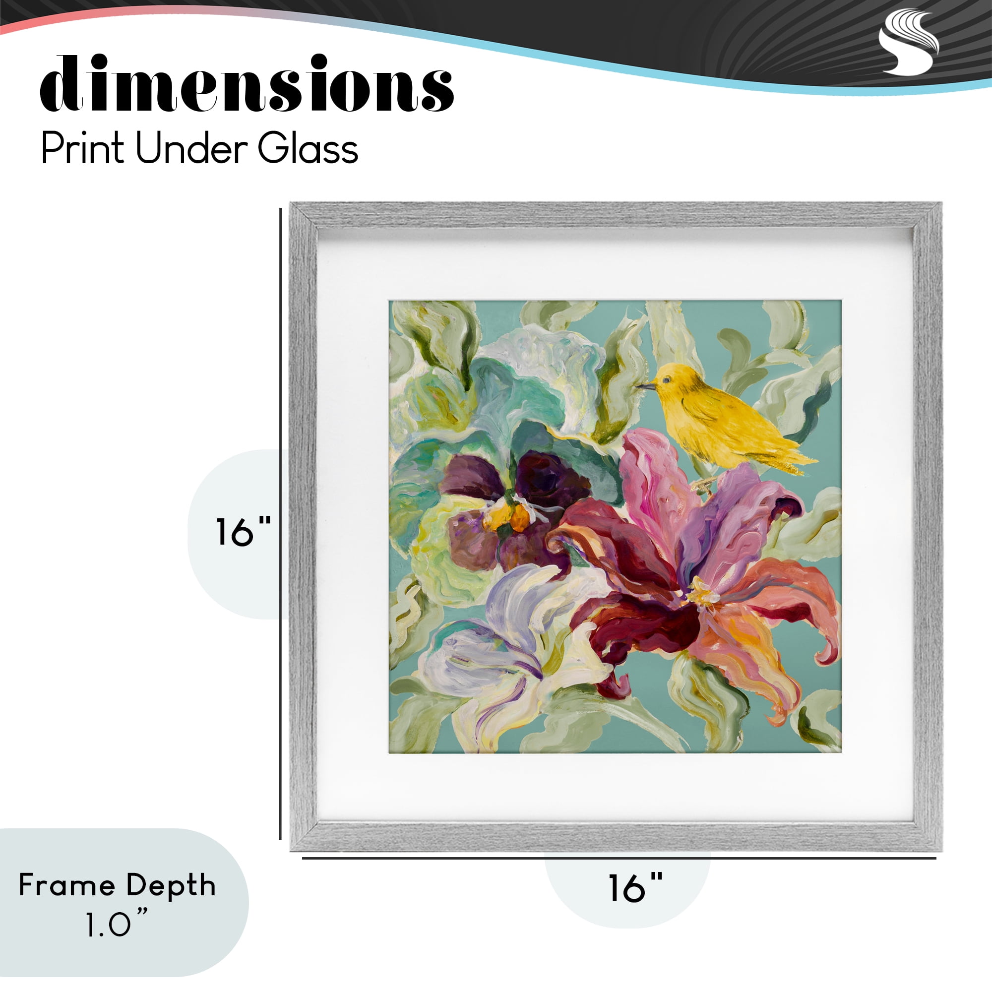 Stupell Industries Lyrical Garden Canary Gray Framed Print Under Glass, design by Lanie Loreth