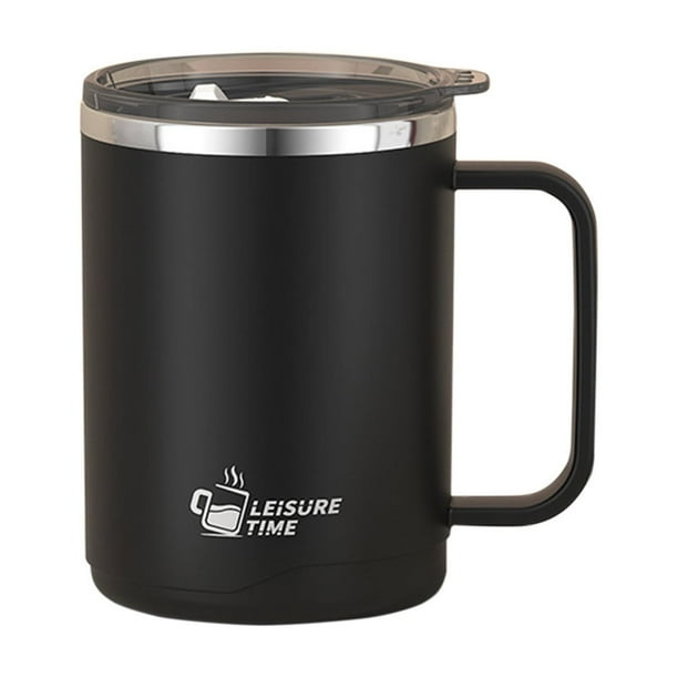 Pisexur Batería de cocina Taza de agua de acero inoxidable con tapa, doble capa, aislante, sellada, a prueba de fugas, para oficina, taza de café, taza de té, 500 ml, para la cocina del hogar