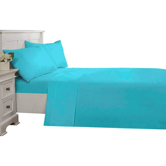 D.N.G. BEDDINGS Luxury 4 Piece Sheet Set with 6 Inch Deep Pocket 800 Thread Count 100% Egyptian Cotton Solid Turquoise Blue Color King Size