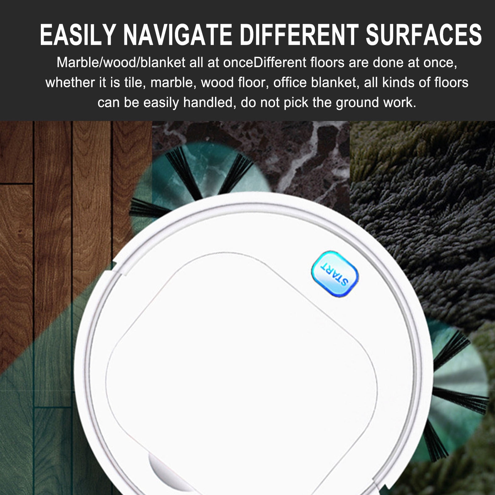3-in-1 Robot Vacuum Cleaner with Mop - 1200Pa Suction, 90-Minute Battery, Low Noise for Hardwood/Carpet