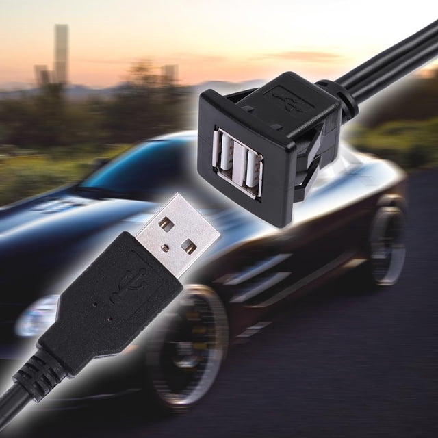 Accesorios para computadoras Cable de Montaje Dual USB2.0 A a Coche 1m USB Panel Flush JShteea Nuevo