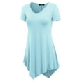 thumbnail image 2 of MBJ WT638 Womens Scoop Neck Trapeze Tunic XS AQUA, 2 of 3