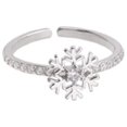 thumbnail image 2 of rygai Finger Ring Plating Shining Snowflake Decor Cubic Zirconia Comfortable Wearing Decorative Niche High Grade Personality Open Ring Gift,Sliver1, 2 of 8