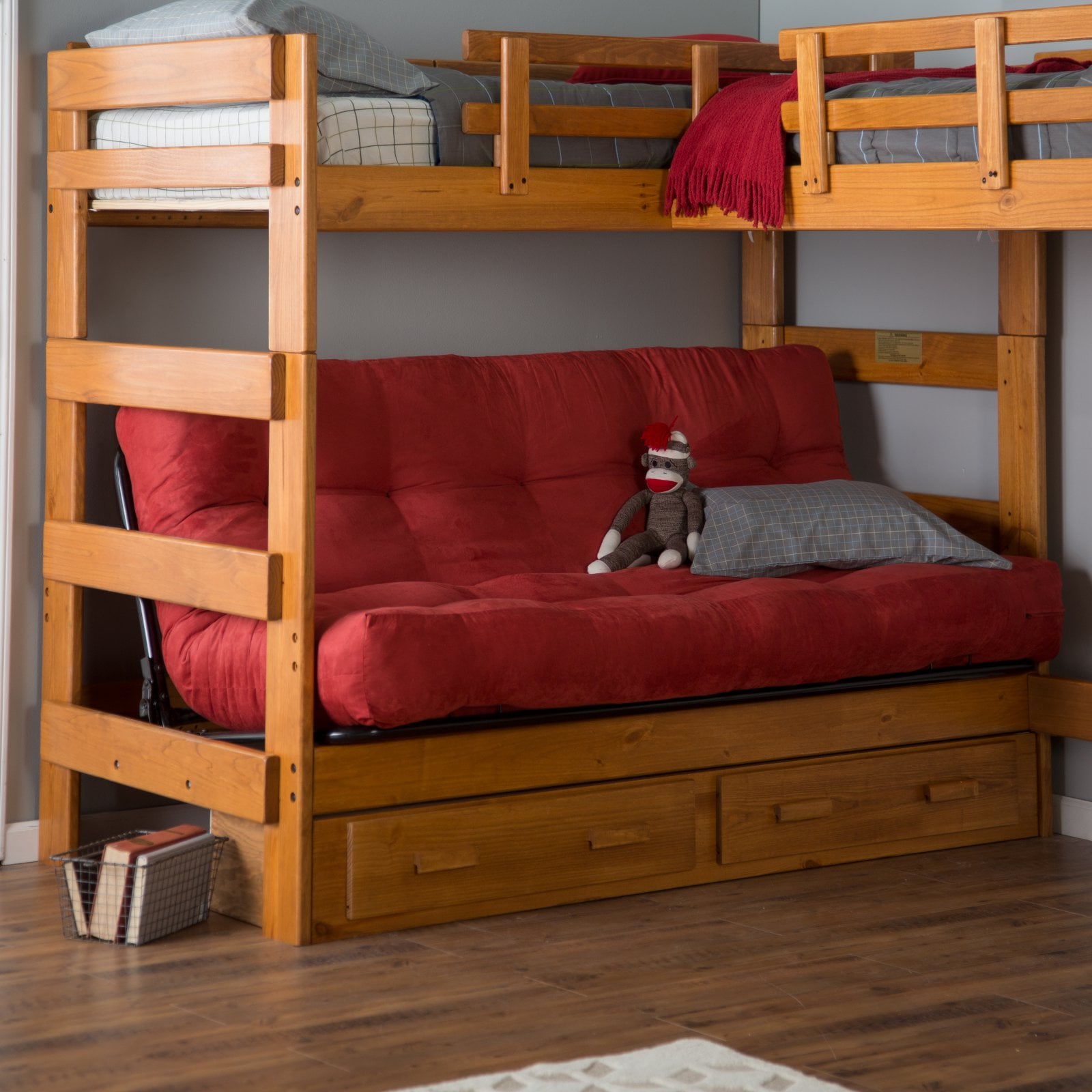 Woodcrest Heartland L Shaped Futon Bunk Bed With Extra Loft Honey Woodcrest Heartland L Shaped Futon Bunk Bed With Extra Loft Honey Pine Com