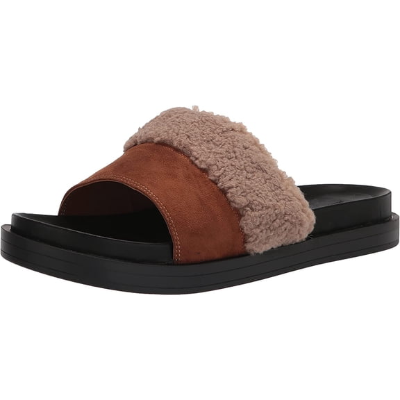 Aerosoles Womens Slide Sandal Flat 7 Cognac Pu