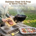 thumbnail image 3 of Stainless Steel Grill Prep & Serve Tray Kit, 15.7 x 11.8 in Large Capacity Pans with Lid, Rack, Cutting Board, Tongs, Brush for BBQ, Outdoor Cooking, 3 of 6