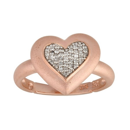 Diamond-Accent 14kt Pink Gold over Sterling Silver Heart Ring, Size 7