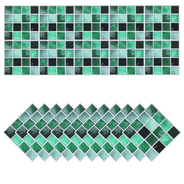 Unique Bargains 20Pcs Mosaic Tile Stickers, 10 x 10cm Square Wallpaper Self-Adhesive PVC Waterproof (Style 7)