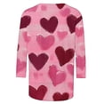 thumbnail image 4 of Styesk T-Shirts pour Femmes à Manches 3/4 Longueur, Imprimé Cœur, Hauts de Sortie, T-Shirts Confortables et Doux à Col Rond, Chandail à Enfiler, T-shirt Léger de Mode, Graphique de la Saint-Valentin, Grande Taille, Hauts Décontractés, 4 of 5