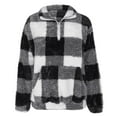 thumbnail image 5 of Aboser Womens Flannel Sweatshirt No Hood Trendy Plaid Shacket Fuzzy Fleece Pullover Casual Quarter Zip Up Shirts Loose Long Sleeve Sweatshirts with Pocket, 5 of 7