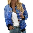 thumbnail image 2 of Feancey Flash On Sale Clearance Womens Fashion Bomber Jackets Floral Print Casual Flight Jackets Teen Girls Fall Lightweight Zip Up Long Sleeve Varsity Jacket Outwear Multicolor XL, 2 of 5