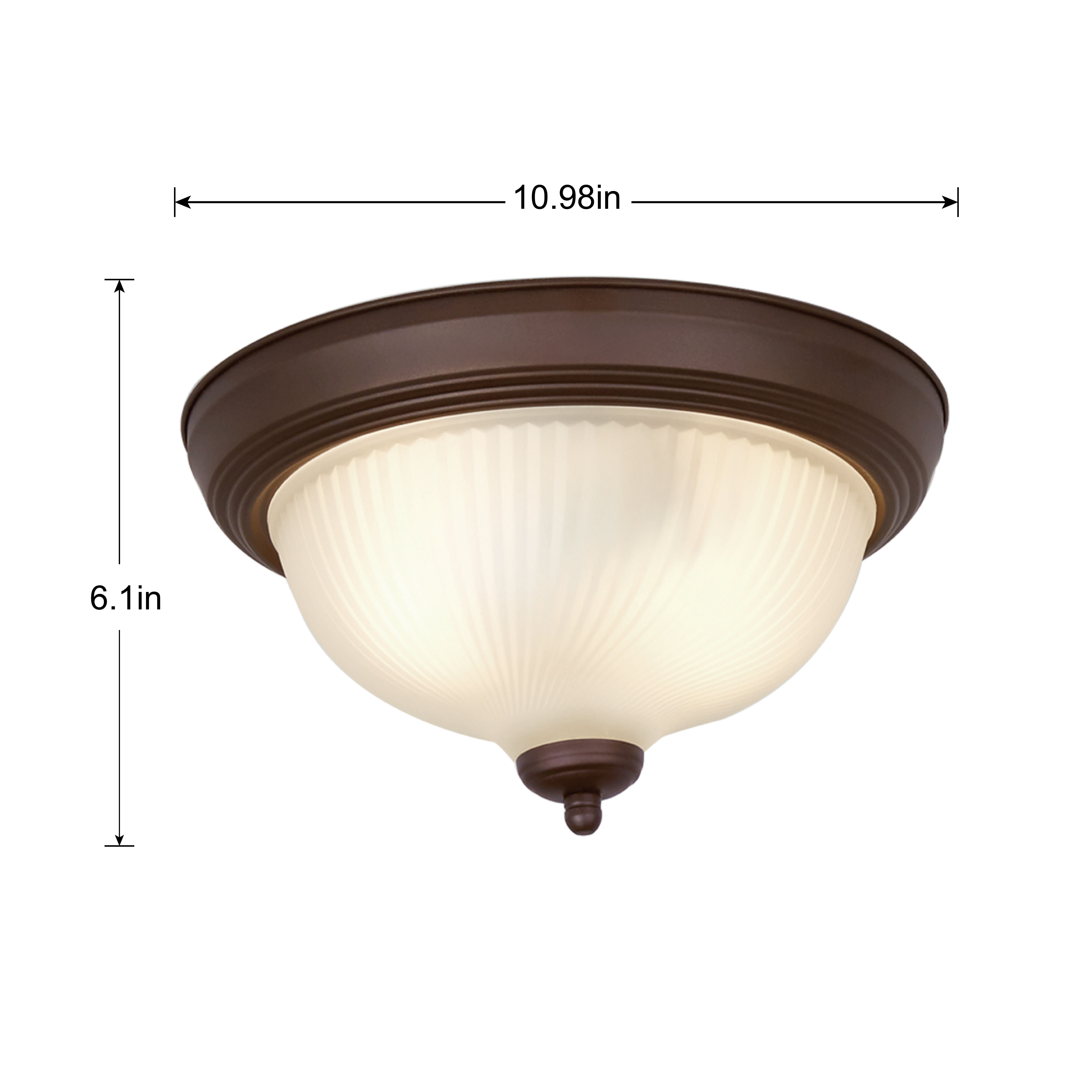 (2 pack) Mainstays 11" Classic Indoor Flush Mount Ceiling Light, Bronze Finish Glass Shade, Bulb Not Included