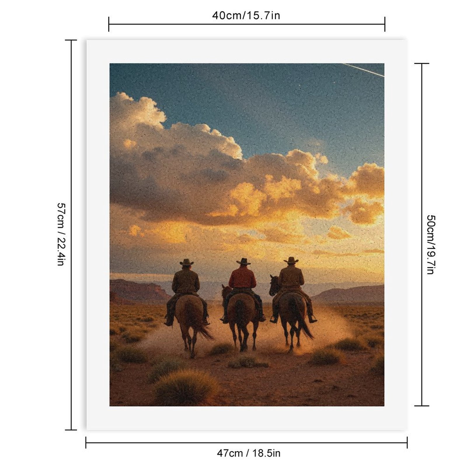 Paint By Numbers Kit for Adults Beginner - DIY Riding Desert Sunset Cowboys Sky Canvas Painting Kits for Adults, Frameless Paint By Number for Adults for Home Wall Decor 16x20 Inch