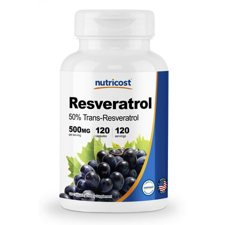 Nutricost Resveratrol 500mg; 120 Capsules - 50% (Best Trans Resveratrol Supplement)