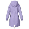 thumbnail image 3 of Women's Outdoor Rain Jacket with Hood, Plus Size Waterproof Windbreaker Trench Coat with Pockets Purple M, 3 of 7