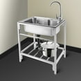 thumbnail image 4 of FETCOI 50/60/68cm Kitchen Sink Country Farmhouse Stainless Steel Single Bowl Apron Sink, 4 of 13