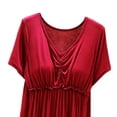 thumbnail image 5 of MYAOYI Womens Nightgown Casual Plus Size V-Neck Solid Color Summer Short Sleeve Comfy Midi Sleepwear with Built in Shelf Bra, 5 of 5