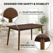 Noble House 47 Solid Wood Dining Table, Rectangular Mid-Century Kitchen Table with Rounded Corners, Walnut