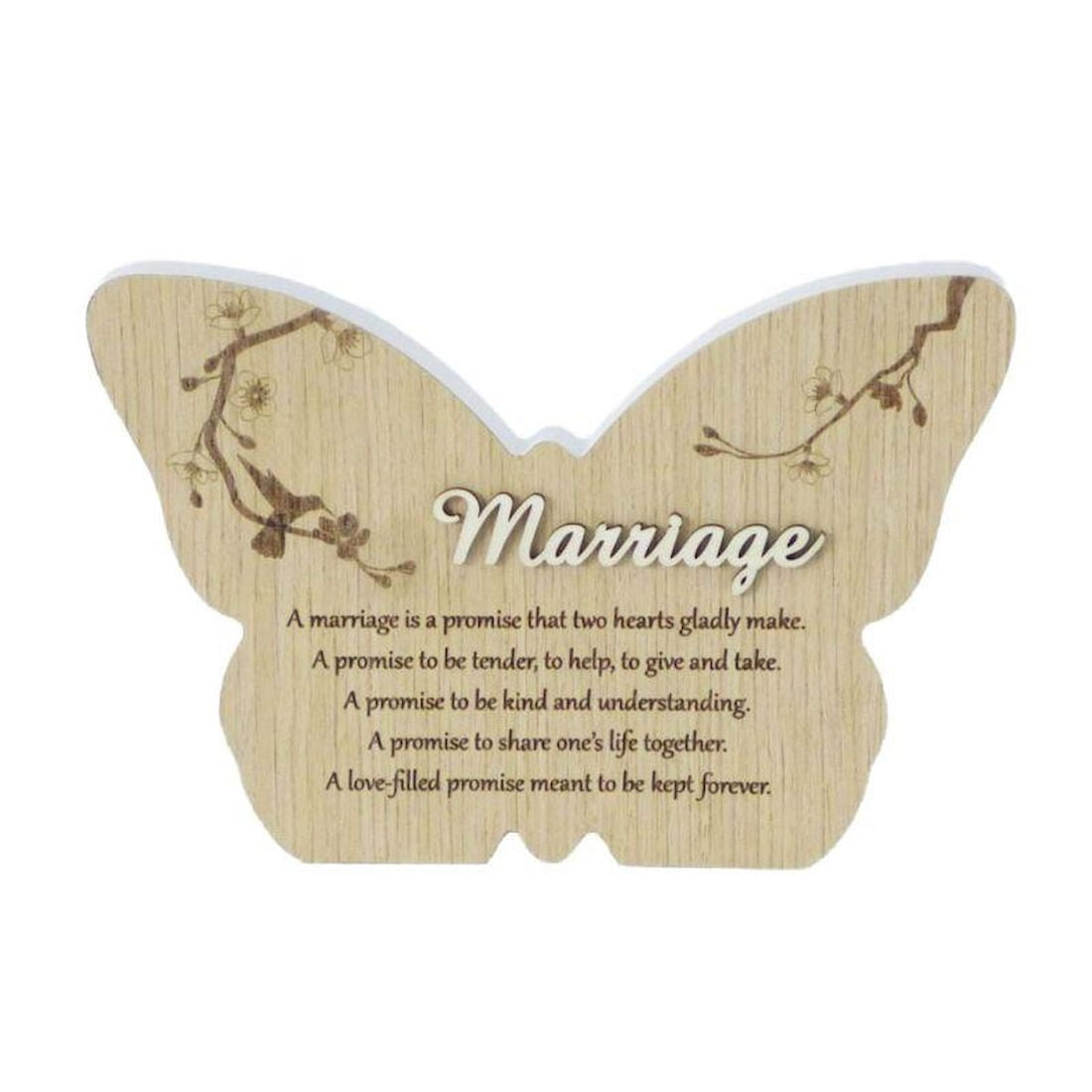 8" Butterfly "Marriage" With Saying Plaque