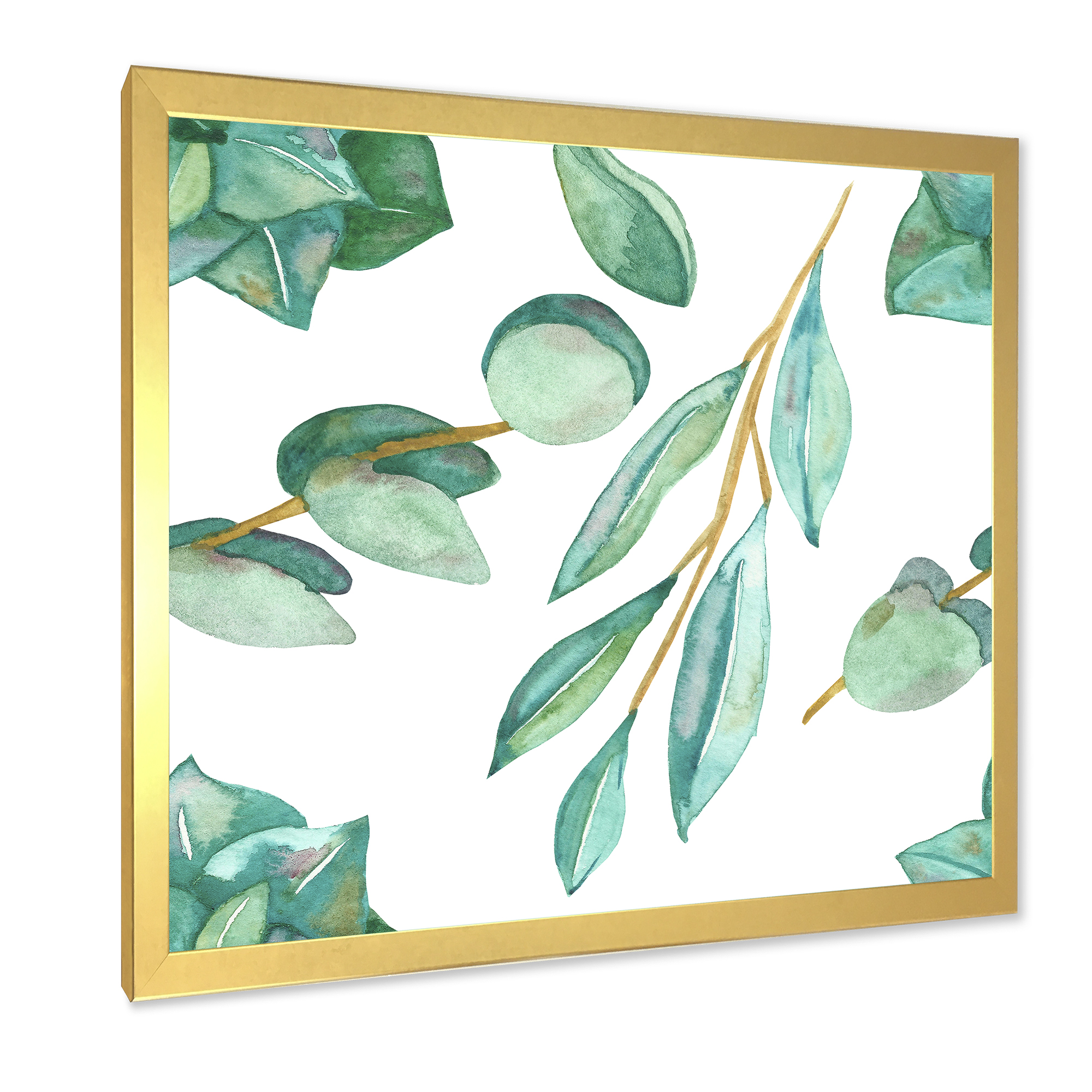 Designart 'Young Eucalyptus Branches and Leaves III' Traditional Framed Art Print