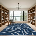 thumbnail image 2 of ODIKA 2'x3' Machine Washable Non-Slip Area Rug, Nautical School of Fish with Waves and Tidal Swirls High Traffic Rug, Blue, 914950, 2 of 7
