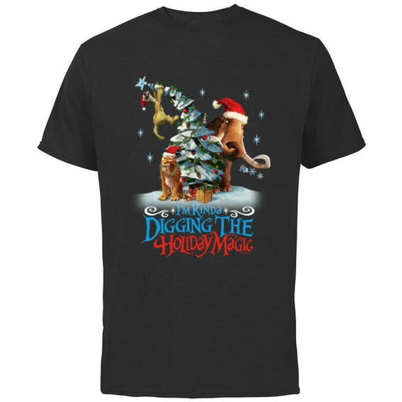 Ice Age Manny Diego and Sid Kinda Digging the Holiday Magic - Short Sleeve Cotton T-Shirt for Adults - Customized-Black