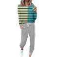thumbnail image 1 of Gibobby Conjunto de sudadera informal para mujer Conjunto de pantalones casuales con cordones de manga larga y cuello redondo a color block a la moda para muj(Verde,G), 1 of 4