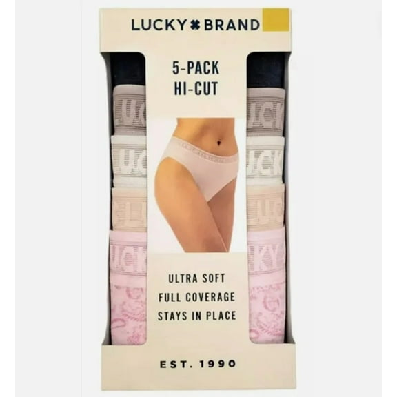Lucky Brand Women's 5-Pack Ultra Soft High Cut Panties Size: XL, Color: Black