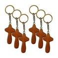 thumbnail image 3 of 6 piezas de llavero de cruz de madera con dijes de cruz, llavero religioso, joyería Marrón, 3 of 9