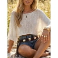 thumbnail image 5 of LMLYSoH Women's Knit Sweaters Long Sleeve Round Neck Solid Color Pullovers Loose Fit Poncho Crop Tops, 5 of 9