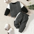 thumbnail image 2 of Xudanell 3-6 Month Boy Clothes Toddler Boys Winter Patchwork Colours Tops Pants Outfits 2pcs Clothes Set for Babys Boy Clothes 3-6 Months Grey, 2 of 7