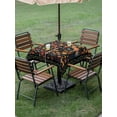 thumbnail image 3 of Boho Black Flowers Outdoor Tablecloth - 54x54 Inch Square Dining Table Cover, Spring Abstract Watercolor Floral Leaf Waterproof Outdoor Table Cloth with Umbrella Hole & Zipper for Picnic/Patio/Party, 3 of 7