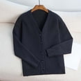 thumbnail image 7 of Ladies' Casual Solid Color Button V-neck Long Sleeved Knitted Cardigan Jacket Top, 7 of 7