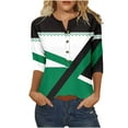 thumbnail image 3 of ALLLIST 3/4 Sleeve Womens Tops Clearance Green V-Neck T-Shirts Geometric Casual Button Womens Shirts Under $5, 3 of 4